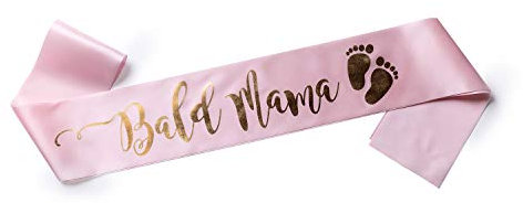 OLILLY Schärpe für Baby Shower in Deutsch - Bald Mama (Rosa und Gold)