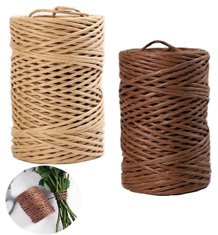 YUEMING 2 Stück Papierkordel Papierdraht Natur, 2 x 50m Dekodraht Eisendraht zum Basteln, Blumendraht Rankendraht Bindedraht für Weihnachten Hochzeitsstrauß Verpackung Floristik Werkzeuge