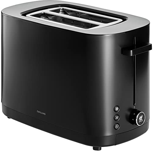 ZWILLING Enfinigy 2 Slice Toaster with Extra Wide 1.5 Slots for Bagels, 7 Toast Settings, Even Toasting, Reheat, Cancel, Defrost, Black