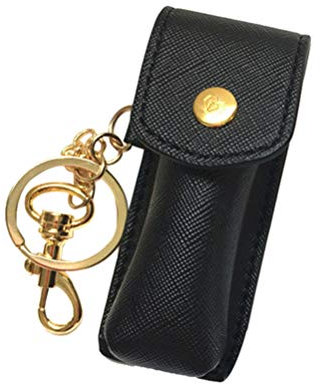 Leder Sleeve Keychains Black Lip Balm Holder Lippenstift Holder Pouch Travel Bottle Holder Keychain for Women