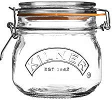 Kilner Round Clip Top Jar 0.5 Litre (500 ml) Airtight Glass Storage Jar for Preserving Jams Chutneys Dry Foods Reusable