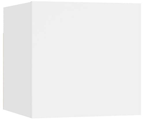 vidaXL Meuble TV Mural, Armoire de Télévision, Meuble Télé de Salon, Armoire Suspendue, Centre de Divertissement Salle de Séjour Intérieur, Moderne, Blanc