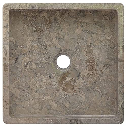 Susany Lavandino Lavabo da Appoggio, Lavabo Bagno, Lavandino Decorativo Lavabo Lavello Stile Naturale in Marmo Grigio 40x40x10 cm