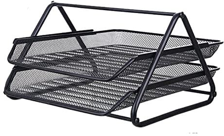 2 Tier Paper Tray Mesh Desk Organizer Office Desktop Document A4 File Desk Tidy Letter Filing Storage