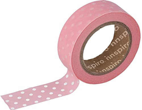 INNSPIRO Masking Tape Washi Rosa mit Maulwürfen 15 mm x 10 m Blumenserie