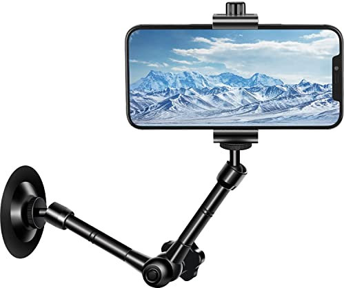 UYODM Phone Wall Mount Holder Bracket Magic Arm and Clamp, Compatible with 3.5-6.7'' iPhone/Samsung Galaxy/Nexus/HTC/LG Most Mobile Cell Phone Smart Phones and GPS up to 4 Wide(Upgraded Version)