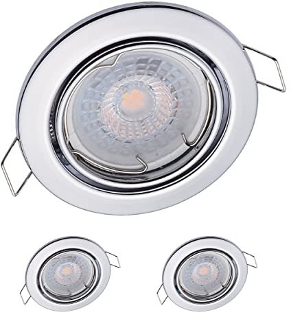 3x Oktaplex Spot dimmbar Dijon Schwenkbar - LED Modul Nizza 5W 3000K 230V 380lm Warmweiß 110° - Deckenspots Chrom Lochmaß 68mm