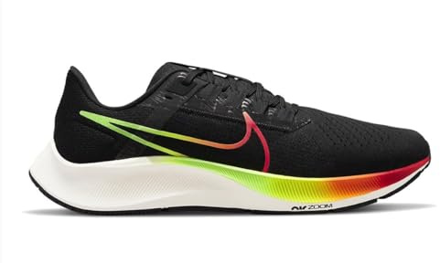 NIKE Air Zoom Pegasus 38 Men's Trainers Sneakers Running Shoes DQ4994 (Black/Green Strike/Total Orange/Volt 010) UK8.5 (EU43)
