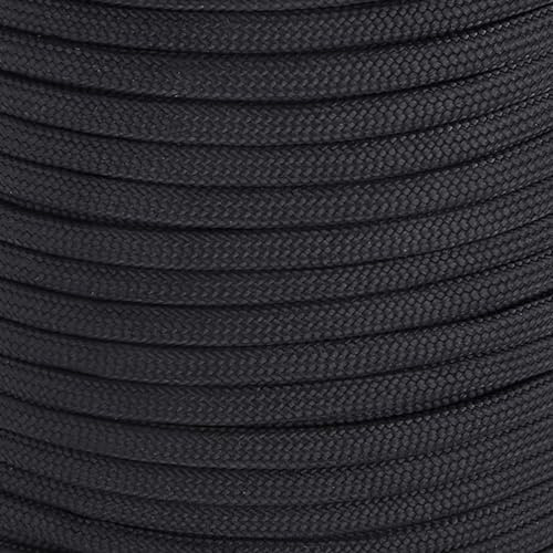 MOOCY Paracord 550 Black,5/32 in x 164 ft (4mm x 50m),7 Inner Strands/Parachute Cord,Nylon Type III Paracord,Ideal Nylon String for Survival & Camping Gear