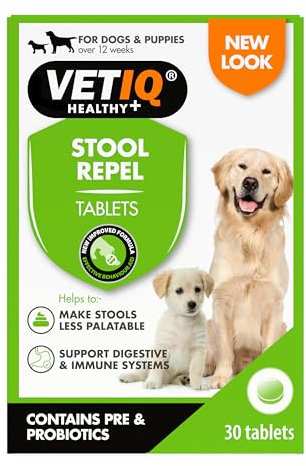 VETIQ Stool Repel Tablets, Natural Coprophagia Deterrent for Dogs Eating Poop, For Puppies & Adult Dogs, Supports Healthier Habits, Tasty & Chewable, 30 Tablets (Pack of 1)