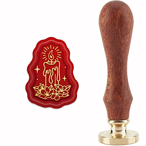craspire Kerzenwachs-Siegelstempel, Blumenform, Siegelwachs-Stempelkopf Mit Universellem Holzgriff Für Einladungen, Karten, Flasche, Geschenk, Geschäft, Danke, Scrapbooking-Dekor