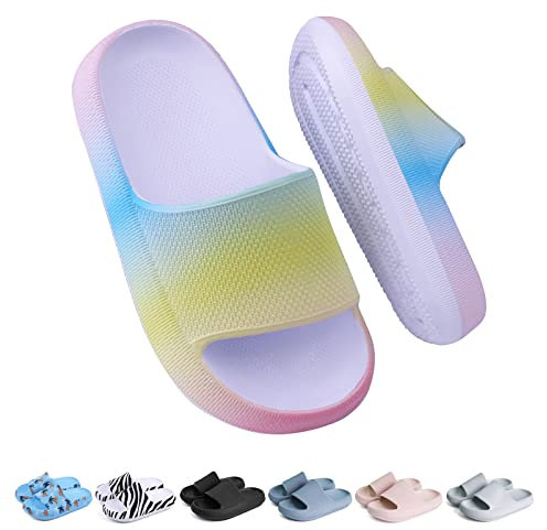 Buwege Claquette Enfant Chausson Antidérapant Piscine Fille Garçon Pantoufle Plage Bain Doux Plat Maison Sandales Arc-en-ciel 34 EU