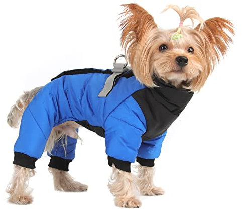 ALLSOPETS Wasserdichter Hundemantel für Kleine Hunde Hundejacke mit Reflektierenden Streifen Verstellbare Passform für Komfort Ideal für Outdoor-Aktivitäten (Blau, M)