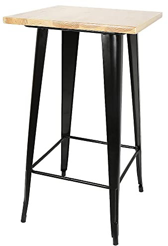 Table de Bar Bois métal Table Mange Debout Fer Design Industriel Table Haute de Bistro,Table Haute carrée 60 * 60 * 110cm Mange Debout Style Industriel en métal,pour 2 à 4 Personnes