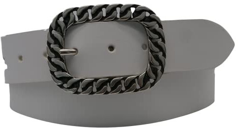 AnnaMatoni Ledergürtel, Made in Germany, echt Leder Gürtel für Damen, 4cm breit, Schließe Nickelfrei (Weiß 100, TW95-110cm Gesamtlänge)