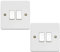 Body-Plus 2-Gang-2-Wege-Lichtschalter – Weiß Elektrisch gebogene Kante Lichtschalter mit Schrauben – 250 V AC 10AX Doppelwandschalter für Zuhause, Büro, Industrie, Schuppen, Garagen usw (2 Stück)