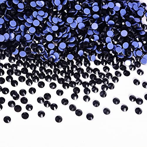Wambere 1440 Stück Hotfix Strasssteine, Kristalle Flacher Rückseite Strasssteine Glas Glitzersteine Nagelkunst Edelsteine Runde Diamant,Hotfix Kristall Runde Edelsteine 1.9-2mm,Schwarz
