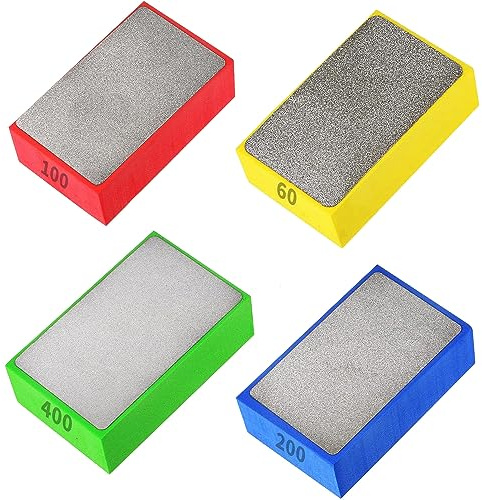 Dabiyvoil Diamond Polishing Pads Set of 4 for Hand Sanding Tiles, Concrete, Glass, Ceramic, Marble, Granite, Wet or Dry Diamond Sanding Pads Tools