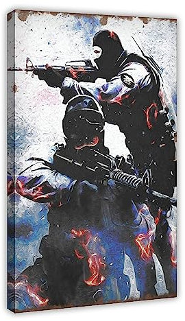 ETOMEY CSGO Counter Strike CS GO Poster, 2 Leinwand-Poster, Wandkunst, Dekordruck, Bild, Gemälde für Wohnzimmer, Schlafzimmer, Dekoration, Rahmen-Stil, 40 x 60 cm