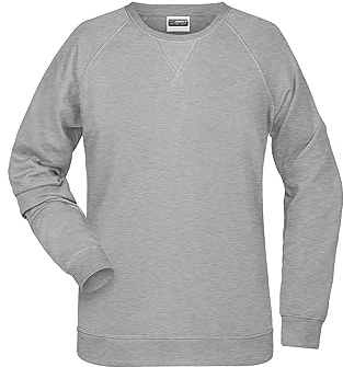James & Nicholson Damen Raglan Sweatshirt - Sweatshirt aus Bio-Baumwolle mit leicht tailliertem Schnitt | Farbe: Grey-Heather | Grösse: S