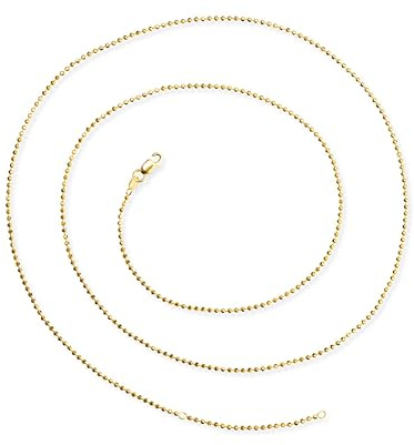 Heartbreaker Kugelkette I Facettierte Halskette für Anhänger aus goldplattiertem 925 Sterling Silber I Länge 85 cm & Stärke Ø 1,8 mm I In Goldschmiedequalität gefertigt I HB 180 BCF G
