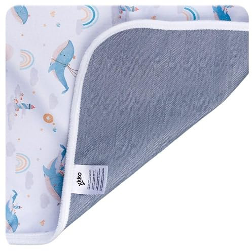 XKKO - wasserdichte & waschbare Wickelunterlage (70x50cm) Farbe Wale Blau