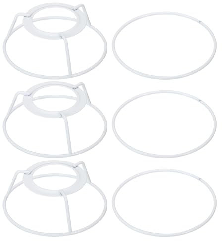 PATIKIL 4 E26 E27 Lampenschirm Ring Gestell mit Europäischer Installateur 3 Pack Lampenschirm Halter Draht Rahmen Heimwerker Trommelring für Tisch Stehlampe Weiß