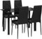 HOMCOM Juego de mesa de comedor con 4 sillas, juego de muebles de 5 piezas, bandeja de cristal templado, patas de acero, negro