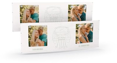 Banner zum Valentinstag mit Bild und Text personalisieren I Heiratsantrag Deko rosa (50cm x 150cm) I You & Me Fahne selbst gestalten (Just Married Auto, 50cm x 150cm)