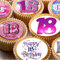24 18th pink female style edible birthday party Cupcake Cake Toppers Wafer Rice Paper precut decoration