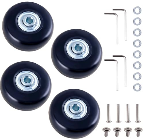 TIOMIOSEA 4 STK Kofferrollen Ersatzrollen 50mm x 18mm Ersatz-Gepäckrollen,Gummi Koffer Rollen Ersatz,Kugellager,Koffer-Lager-Reparatur-Kit