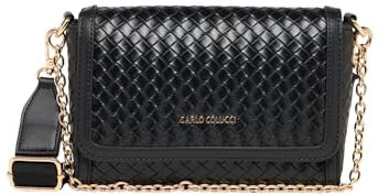 Carlo Colucci Schultertasche in Flechtoptik Schwarz OS
