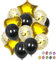 Goldene und schwarze Luftballons, Geburtstagsballons mit Herzen und Sternen, 45 cm und Konfettiballons, einfarbig, 30 cm, Dekoration für Geburtstag, Kinderparty, Hochzeit, Jubiläum, Abschlussfeier