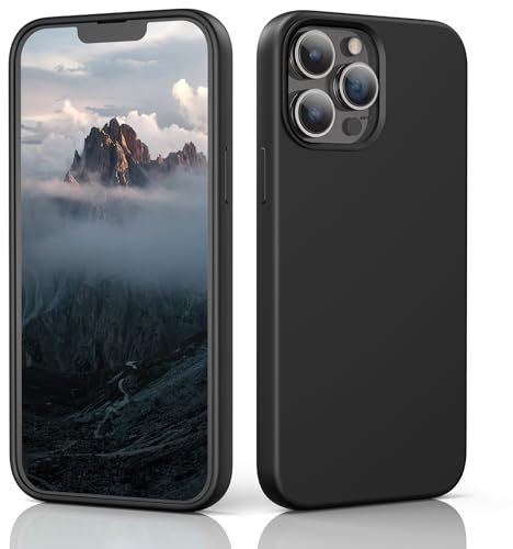 TIIXXE Silicone Case Compatible with iPhone 13 Pro Max case Soft Ultra Slim Protective Shockproof Liquid Silicone Phone Case,Anti-Scratch Microfiber Lining, 6.1 Black