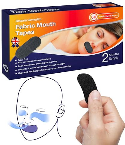 Sleepeze Remedies Mouth tape for Sleeping 60er Pack Schwarz, Mundpflaster Schlafen with no Irritation, Anti-Schnarch Mundband zum Schlafen, Atmungshilfen Mundtape gegen Schnarchen Frauen und Männer