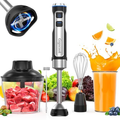 Immersion Blender 5 in 1 Hand Blender, 1000W Max Electric Blender, Heavy Duty Motor, 21 Speeds & Turbo Whisk Mode, Milk Frother, Egg Whisk, 800 Tumbler