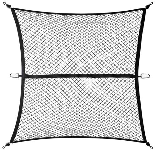 Gedlex Kofferraumnetz Auto, Hochelastisches Gepäcknetzc Groß 1,2 x 1,2 m | Spannnetz mit Haken, Dehnbar bis 2,1 m x 2,1 m, Frachtnetz fur Pickup, LKW, SUV, Anhänger, Boot, Wohnmobil