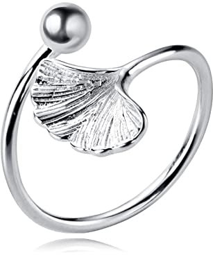 Ringe Sterling Silber 925 Damen925 Sterling Silber Ginkgo Blatt Ring, offener Damenring