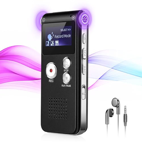 Yegolito 64GB Professional Digital Voice Recorder, Dictaphone Recorder with Voice Activated Recording, Digital Audio Sound Recording Device with Playback for Lectures Meetings, Interviews, MP3 Player
