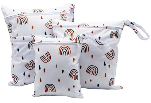 Asenappy 3 bolsas de tela para pañales húmedos y secos, impermeables, reutilizables, con dos bolsillos con cremallera, para viajes, playa, piscina, guardería, artículos de bebé, yoga, gimnasio, para