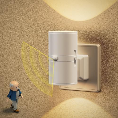 JandCase Nachtlicht Steckdose mit Bewegungsmelder und Dämmerungssensor, Nachtlicht Dimmbar 0-100ML, Auto/ON/OFF, Nachtlichter Kinder 3000K Warmweiß, Steckdosenlicht für Schlafzimmer Küchen Wohnzimmer