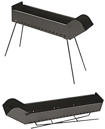 MOHOME Cuocispiedini Carbonella Carbone Barbecue Acciaio Nero Dimensioni 40 x 14 x 55 cm Arrosticini Spiedini Gambe Richiudibili Resistente Fori Areazione Calibrati Feste Sagre Pic Nic Campeggio