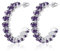 Linawe Orecchini in argento con ametista viola, orecchini fossili da appendere in argento, orecchini a cerchio grandi, orecchini in acciaio inossidabile da donna, gioielli di moda, ipoallergenici