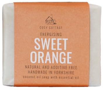 Cosy Cottage Energising Sweet Orange Soap Bar - 110g | Handmade, Cruelty Free and Moisturising |Free from Palm Oil, SLS, Additive and Plastic