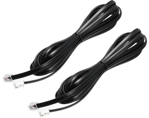 sourcing map 2 Pack Telephone Cord, 9.8ft Phone Cable RJ12 6P6C Male to Male Straight Wired Handset Cord for Home, Office, Black