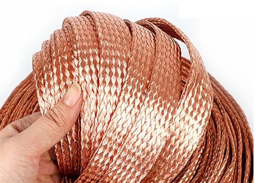 il filo, Cavo schermato for segnale ad alta flessibilità, filo di terra in rame nudo stagnato, nastro conduttivo a treccia, larghezza 1,5 mm, 12 mm, 4 mm, 20 mm(Copper,5 Meters 15mm Width 8mm2)