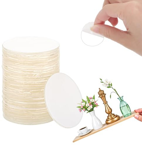 LIQWEI 50 Stück Große Runde Klebepads Doppelseitig, 3cm Transparent Doppelseitige Klebepunkte Waschbares Spurloses Klebeband Extra Stark Runde Aufkleber für Wände Teppich Fliesen Auto Küche
