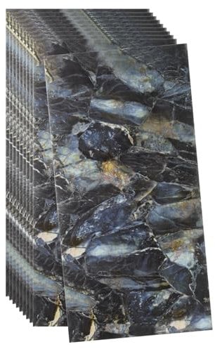 sourcing map 10pcs Peel and Stick Wall Panels 23.6 x 11.8 Skin Feel Brick Wallpapers (19.4 Sq. Ft. / 1.8 Sq.m. Coverage) Marble Tiles Adhesive Backsplash, Black Gold Wire