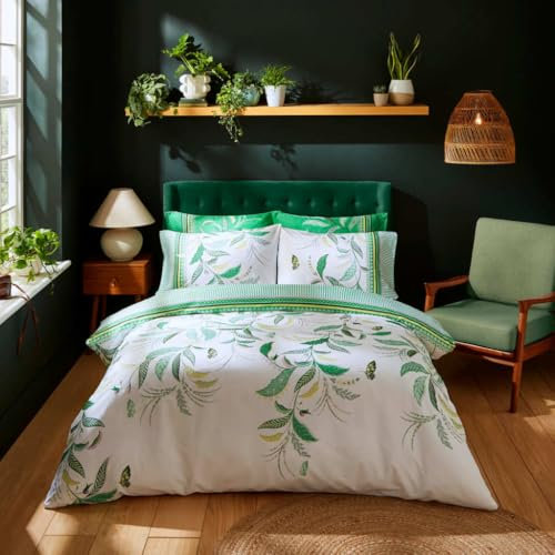 Ashley Wilde Sara Miller Fern Garden Double Duvet Cover Set In Spring Green