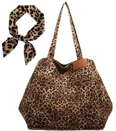 Tote Tasche Leopardenmuster Handtasche Canvas Shopper Tasche Damen Groß Umhängetasche Handtasche Einkaufskorb Leopardenmuster Persönlichkeiten Tragetaschen Mode Groß Tasche für Frauen